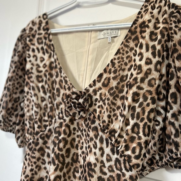 Wayf Leopard Print Animal V Neck Mini Dress XL - Picture 4 of 10